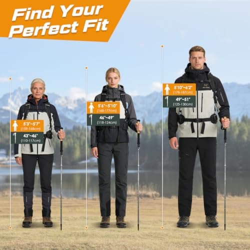 covacure Walking Poles, 7075 Aluminum Tri-fold, Adjustable Height, 2PCS — view 6