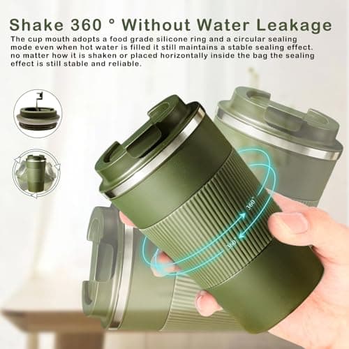 Senshuomy Travel Mug, Insulated Coffee Cup with Leakproof Lid(Green/510ml) — view 3