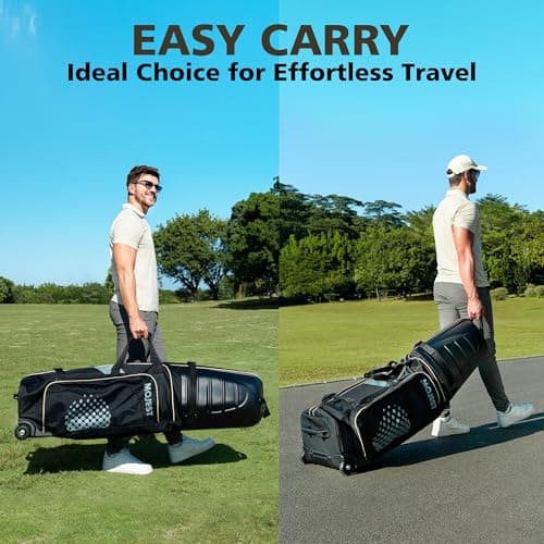Golf Travel Bags for Airlines with Wheels, Hard Case Top and 1680D Heavy Duty Oxford Protect Golf Clubs, Lightweight and Easy to Maneuver, Black and Khaki — view 5