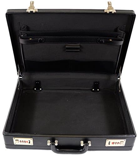 Bushga Mens Professional Leather Look Executive Black Briefcase with Combination Locks — view 4