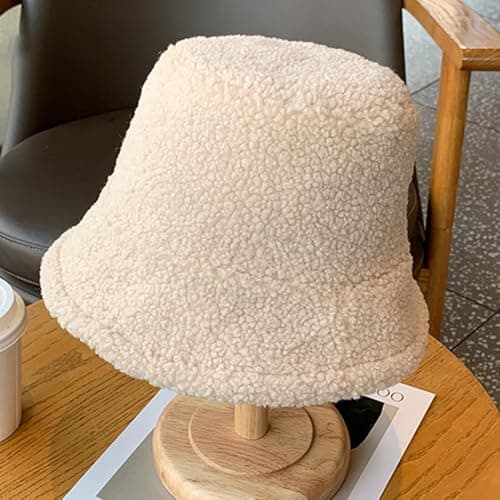 Women's Reversible Suede Bucket Hat Winter Hat Beige — view 6