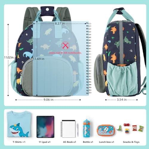 GAGAKU Toddler Backpack for Boys - Nursery Backpacks Mini Children Backpack for Kids 2-4 years Cartoon Breathable Comfortable Preschool Kindergarten Elementary Rucksack Travel Bag - Blue Dinosaur — view 4