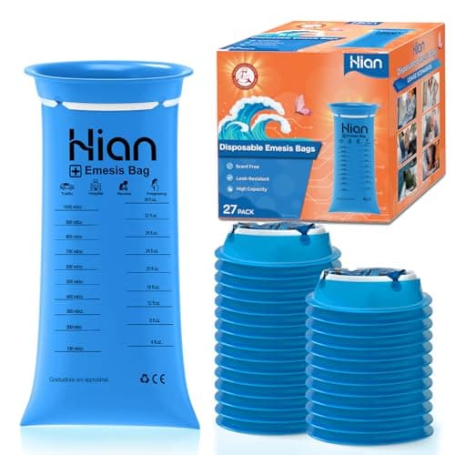 Hion 27-Pack Sick Bags for Car Travel, Leak-Resistant Vomit Bags