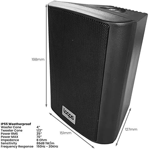Loops Outdoor Bluetooth Speaker Kit 4x Black Karaoke Stereo Amp Garden BBQ Parties — view 5