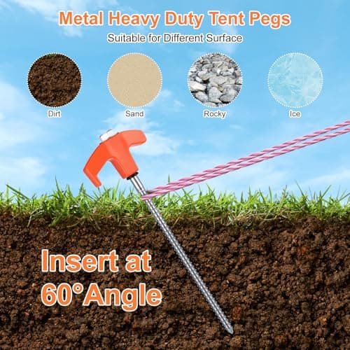 Zourglow 10 Pack Tent Pegs Metal Heavy Duty, Hard Ground Tent Pegs — view 4