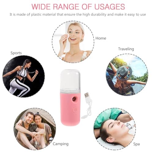 Nano Mist Facial Sprayer Pink Plastic Portable USB Charging 30ml — view 3