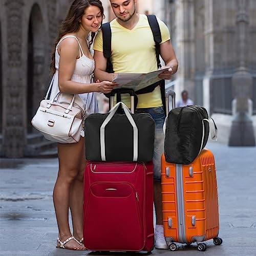 12 Pcs Foldable Travel Bags Bulk Duffel Bag Tote, Black, 18.11 x 12.6 x — view 3