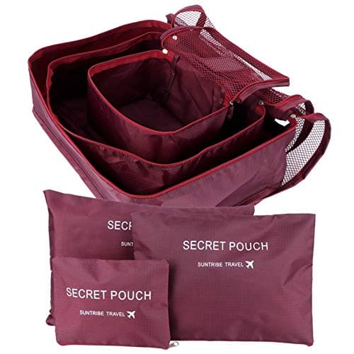 Storage Bag Storage Bags Travel Organizing Bags Suitcase Sorting Clothes for Luggage Organizer Space Saver Bags (Burgundy) — view 4