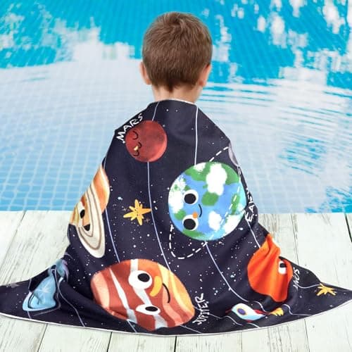 WERNNSAI Planet Microfibre Beach Towel for Kids, 76 x 150cm Bath Towel — view 6