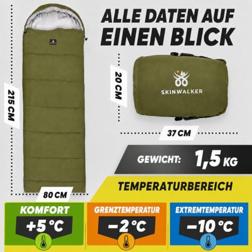 SkinWalker Adult Sleeping Bag with Non-Slip Strips, Small Pack Size [300 GSM] 3-4 Seasons Blanket Sleeping Bag, Sleeping Bags for Camping, Outdoor & Festivals — view 4