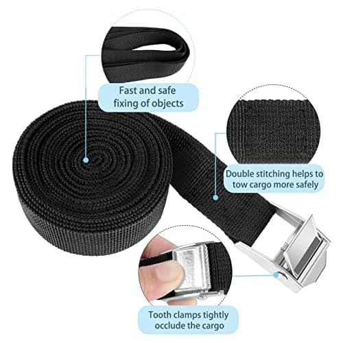 jind 6Pcs Tie Down Straps, 3m*25mm Heavy Duty Tension Belts, Adjustable Lashing Straps Ratchet 250kg(550lbs), Luggage with Buckle for Motorcycles Trucks Cargo Vans Trailer(Black) — view 3