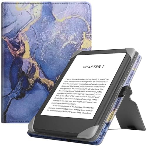 HGWALP Universal Case for 6" eReaders, Folio Leather Stand Cover with Handstrap Compatible with All 6 inch Paperwhite/Kobo/Tolino/Pocketook E-Book Reader,Marble Purple