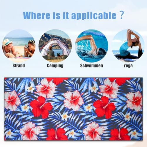 TMEOG Microfibre Beach Towels 180x80cm Extra Large Sand Free Beach Towel for Adults Compact Thin Travel Towel Women Men Lightweight Swim Pool Yoga Towel with Bag(Tropical Flowers) — view 6