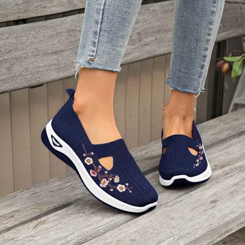 Orthopaedic Shoes Women's Barefoot Shoes Women's Wide H Lightweight Walking Shoes Mesh Breathable Summer Shoes Slip On Trainers Sports Shoes Outdoor Comfortable Trainers, blue, 8.5 UK — view 4