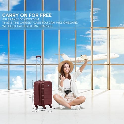 Flight Knight 55x35x25 Cabin Luggage for KML,Carry On Suitcase Approved for 35 Airlines, EasyJet, Maximum Size for Air France - Lightweight Small Durable Cabin Bag, ABS Hard Shell, Hand Luggage — view 3