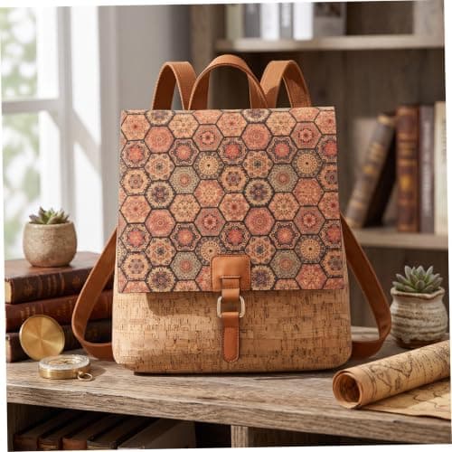 Boho Backpack, Real Wood Grain Fashion Backpack For Women, Caramel — view 4