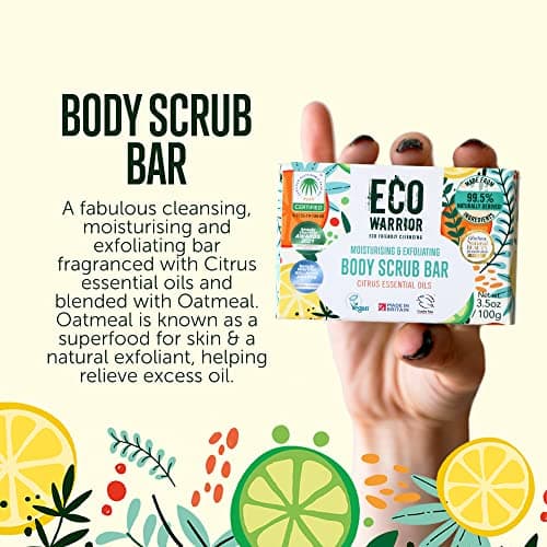 Eco Warrior Exfoliating Body Scrub Soap Bar, Citrus & Oatmeal, Vegan, 100g — view 5