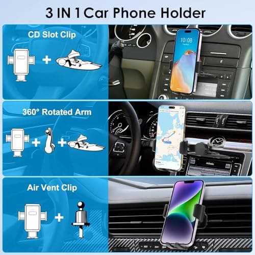 EEEKit Mobile Phone Holder for Cars: 3 in 1 Air Vent & CD Slot Phone Mount — view 2