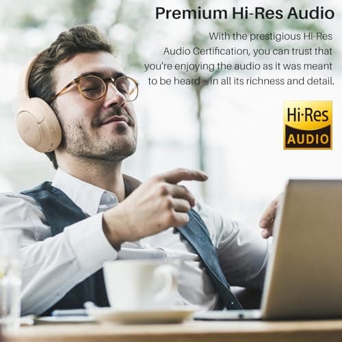 TOZO HT2 Hybrid Active Noise Cancelling Headphones, Wireless Over Ear Bluetooth Headset, 60H Playtime, Hi-Res Audio Custom EQ via App Deep Bass Comfort Fit Ear Cups, for Home Office Travel Khaki — view 2