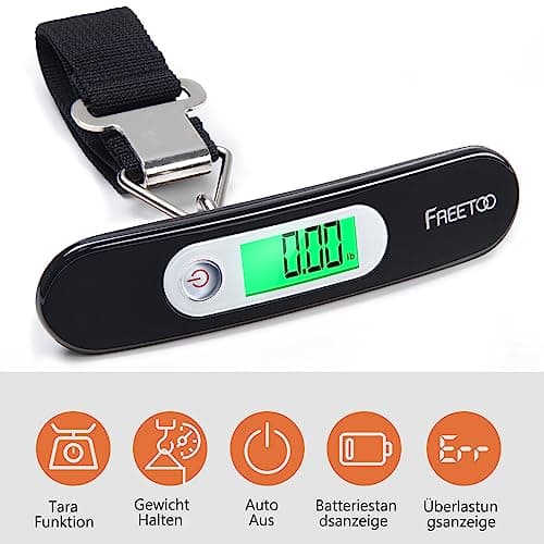 FREETOO Luggage Scale with Tare Function 110 Lb/ 50Kg Capacity, Black — view 3