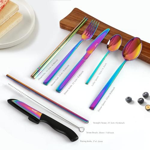 hecef 18/0 Stainless Steel Travel Cutlery Set - Portable Flatware with Case — view 2