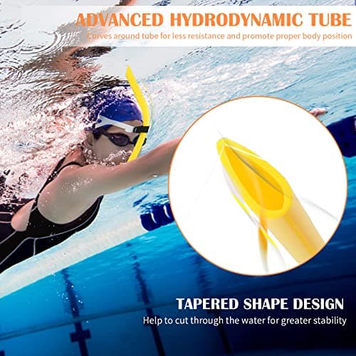 FalinLego Swim Snorkel for Lap Swimming, Swim Training Snorkel Front Mounted Training Gear with Comfortable Head Pads and Food-Grade Silicone Mouthpiece for Pool Open Water, Adult (Yellow) — view 6