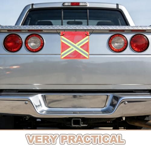 Operitacx 2pcs Reflective Safety Flags for Trucks Double-sided Mesh Construction Outdoor Warning Banners with Uv-resistant Pvc for Trailer Vehicle Travel Visibility — view 3