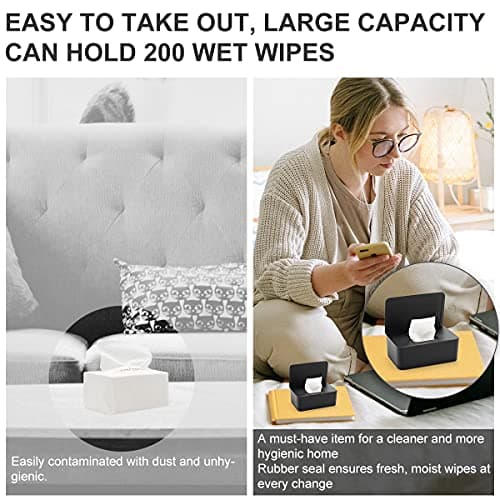 Wet Wipes Dispenser Box, Toilet Wipes Dispenser Box, Dustproof Tissue Storage Box, Baby Water Wipes Dispenser Holder Keep Wipes Fresh with Lid Seal Reusable Wipes Box for Home Office Desk — view 4