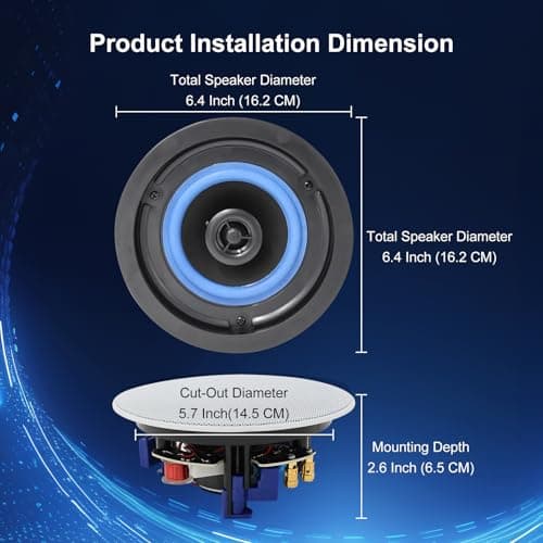 STUDIOFINIX 4 Inches Flush Mount 2 Way Full Range in Wall Bluetooth Ceiling Speakers,Great for Humid Indoor Outdoor Placement Bath, Kitchen,Bedroom,Covered Porches(1 Pair) — view 6