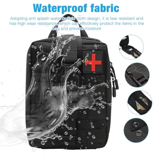 Mineup 54 PCS First Aid Kit, Emergency Trauma Kit First Aid Bag, Jumbo Trauma Bag, First Aid Molle Pouch for Home & Workplace Includes Bandages, Tourniquet & Essentials for Everyday Situations(Black) — view 5