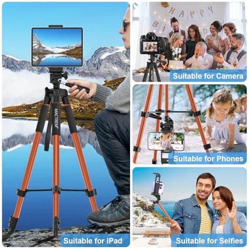 MACTREM 165cm/65inch Phone/iPad Tripod with Remote, Lightweight Aluminum — view 2