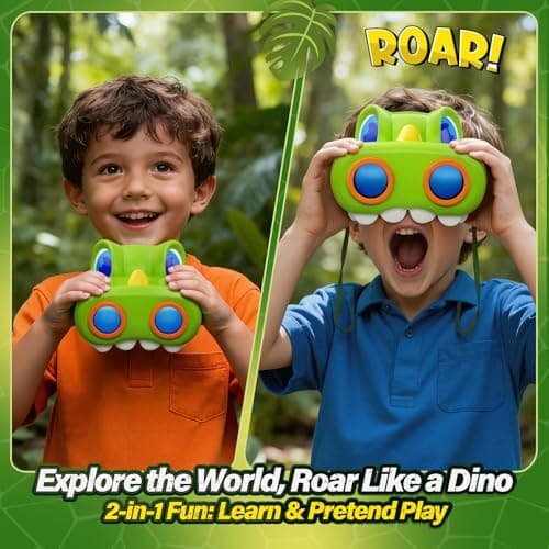 Kids Binoculars for Boys Age 3–10, Dinosaur Binoculars with Compass & Bird Watching Manual, Outdoor Toy for 3-10 Year Old Boys Gifts Kid Toddler Toys Travel Game Birthday Present Easter Gift for Kids — view 6