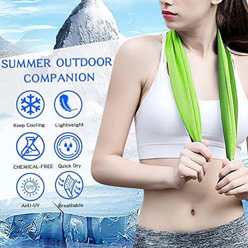 YORFULL Cooling Towels for Neck,Quick Drying Ice Towel Instant Cooling Relief,Soft Breathable Chilly Towel for Gym,Golf,Yoga,Camping,Running, Workout,and More Activities Blue — view 2