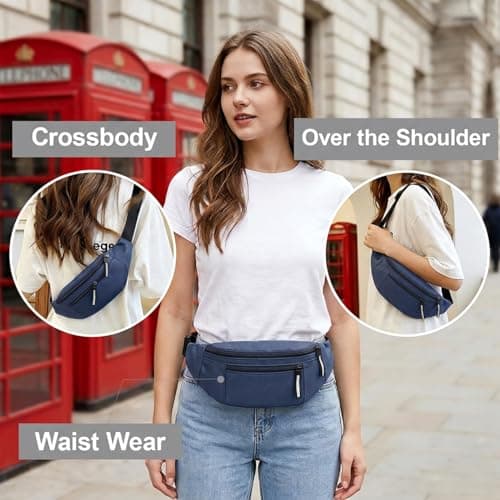 Bum Bag – Lightweight Waist Bag & Waterproof Fanny Pack for Women & Men, Secure Travel Belt Bag for Festivals, Hiking, Running, Holidays – Ideal Bum Bags for Ladies & Men (Blue) — view 5
