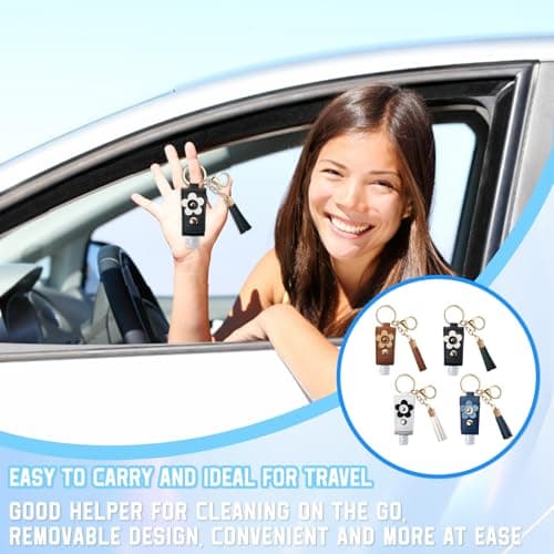 GTILE - 4 Pcs 30ml Hand Sanitizer Keychain Portable Rechargeable Hand Sanitizer for Changing Pad Lotion Liquid Soap Shampoo Coffee Black White Navy M — view 6