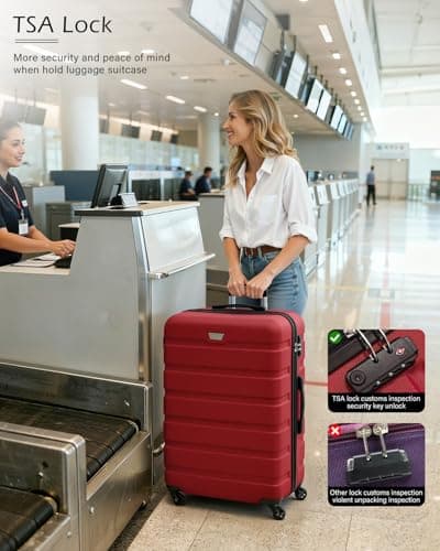 COOLIFE 3 Piece Luggage Set for Family,ABS+PC, Lightweight Durable Suitcase — view 6