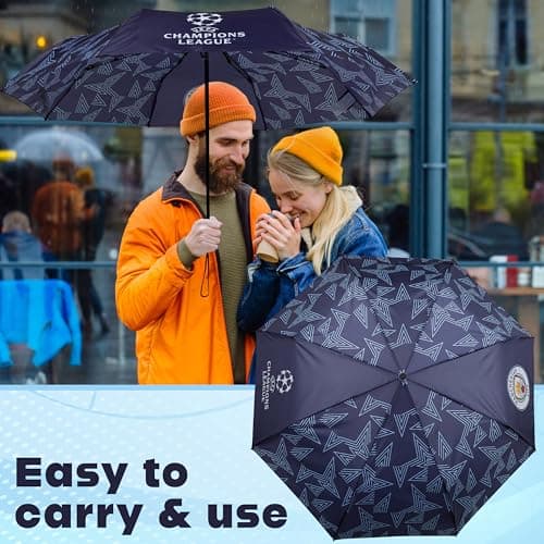 MANCHESTER CITY F.C. Umbrella Men Teens Foldable Compact Umbrella Boys Manual Windproof for Travel Commuting Supporters' Gear Football Gifts — view 3