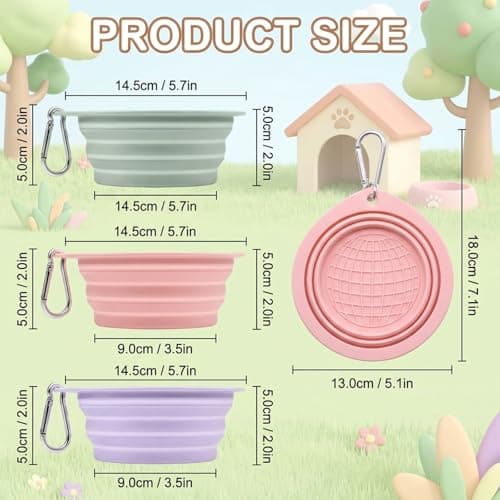 3 Pack Collapsible Dog Bowl, Portable Dog Water Bowl for Outdoor Activities, Non Slip Collapsible Bowl For Training Pets,Pink Green Purple Colour Options — view 2