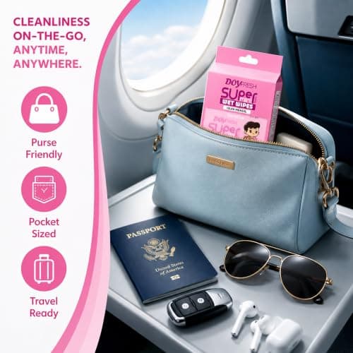 Big Dealz Super Mini Travel Wet Wipes, Sensitive, 8 Pack (64 Wipes), Pink — view 2