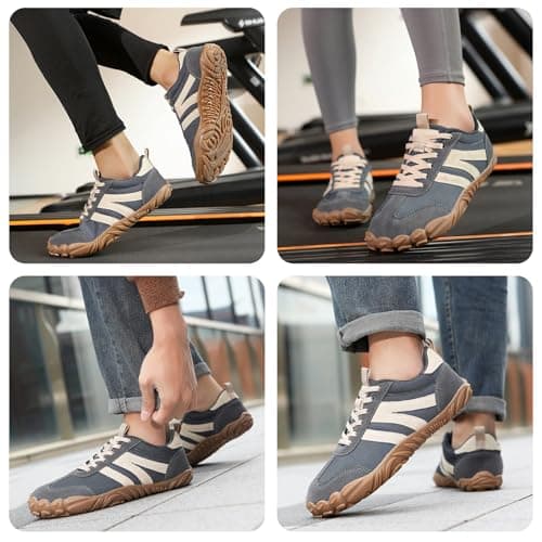AONETIGER Wide Toe Box Barefoot Shoes Men Women Zero Drop Grey,3UK — view 2