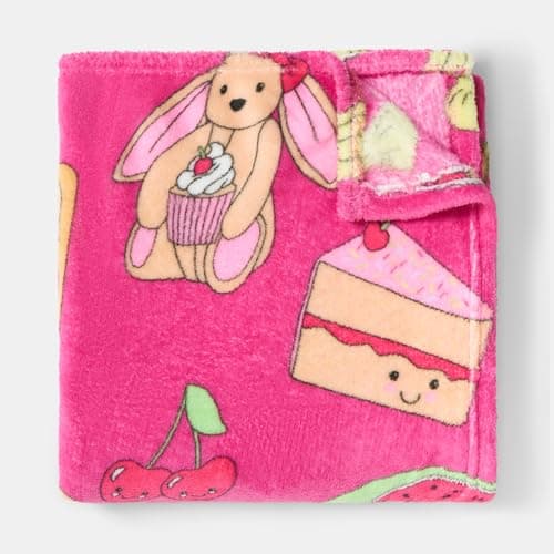 OHS Fleece Blanket Sofa Throw, Gifts for Teenage Girls Boys Super Soft Warm Cosy Sweetie Pies Throw Blanket Decorative Kids Rooms Sleepovers Single Bed Throws, Magenta - 125 x 150cm — view 5