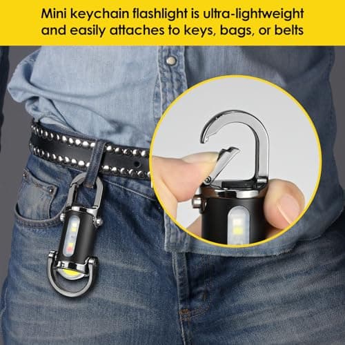 1200lm Super Bright Mini Keychain Flashlight Waterproof - Rechargeable LED Keychain Torch, Aluminum Alloy Version Keychain Flashlight, Compact & Portable Torch for Camping, Hiking, Emergency (Black) — view 5