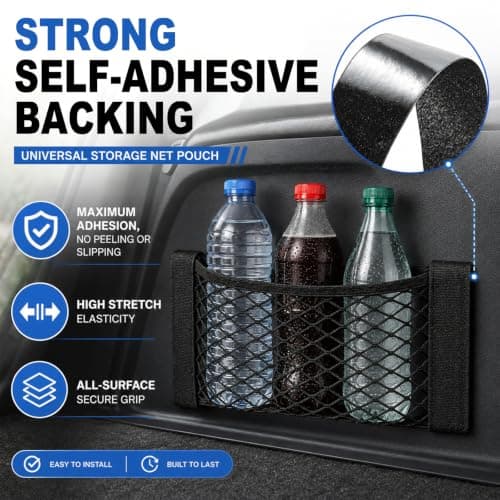 Car Boot Tidy Mesh Pockets 2+2 – 40x25/30x25cm, No-Drill Adhesive/Velcro — view 5