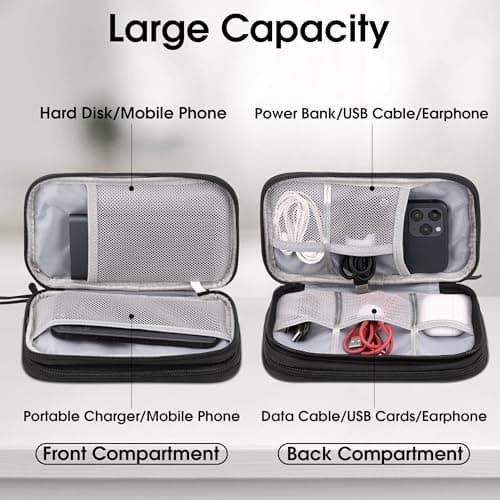 Arae Travel Essentials Electronic Organizer Double Layer - Black, M — view 3
