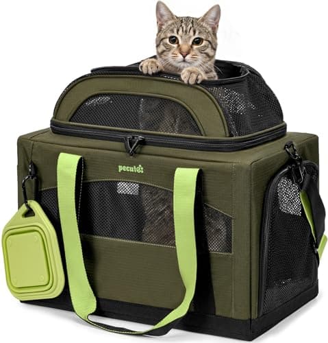 pecute Cat Carrier Top Expandable, Extra Stable Cat Carrier Bag, Green