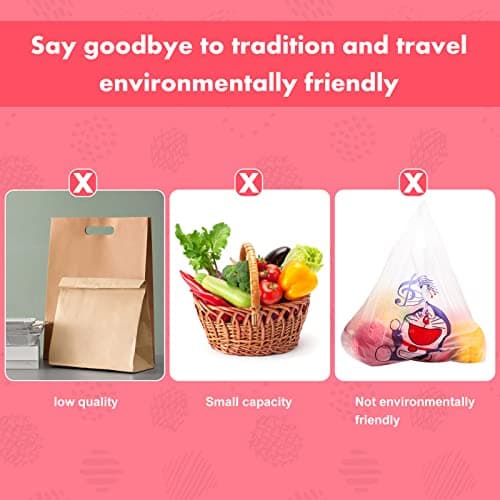 QINREN 4 Pack Foldable Reusable Shopping Bags — view 5