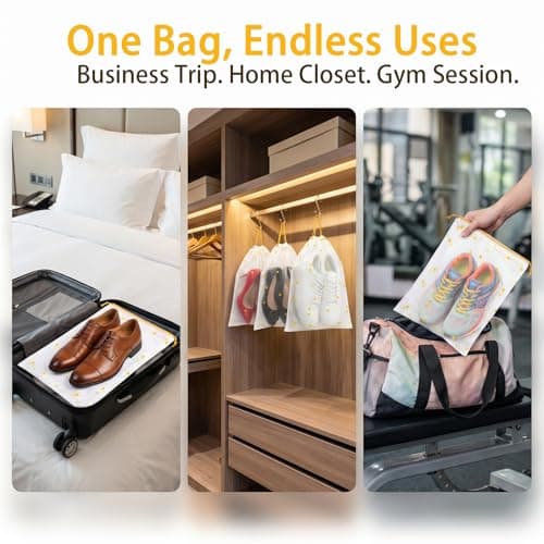 15Pcs Travel Shoe Bags, 3Size Clear Dust Proof Shoe Storage Bags for Adult Kid,Reusable Travel Storage Bag, Underwear Bag, Waterproof Shoe Bags Storage, Drawstring Shoe Bag (Daisy) — view 5