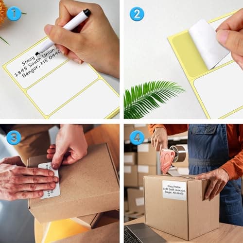 102 Plain White Sticky Labels Stickers 100 x 50 mm Blank Self Adhesive Address Sticker Packing Shipping Postage Envelope Storage Box Jars Parcel Label for Thermal Inkjet Ribbon Printer (Pack of 3) — view 5