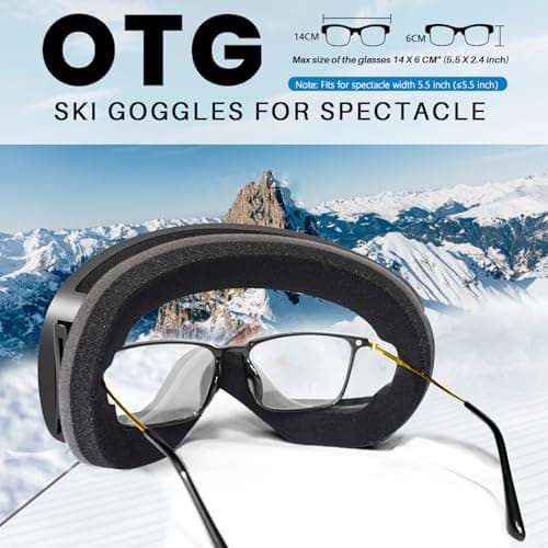 GlaRid OTG Ski Goggles for Men Women Youth, Anti-Fog UV Protection, Black — view 2