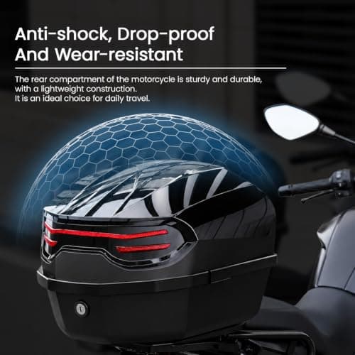 GreenWhim Universal Motorcycle Tail Box with Lock, Waterproof ABS Top Case — view 6